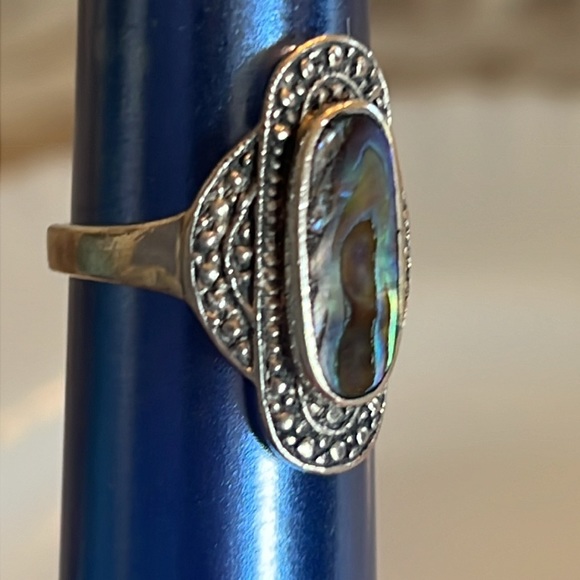 Vintage Sterling Silver & Abalone Ring - Picture 6 of 7